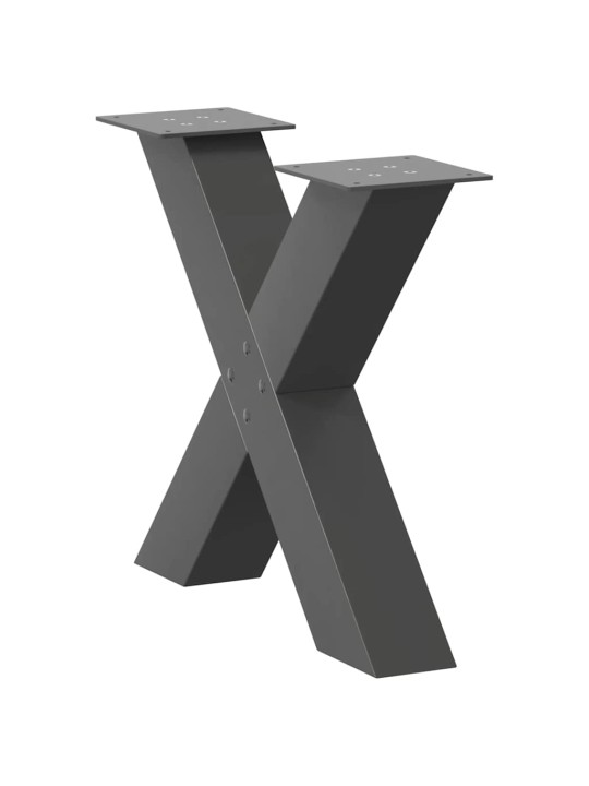 Nohy konferenčního stolku ve tvaru x, 2 ks, antracitové, 60 x (42-43) cm, ocel