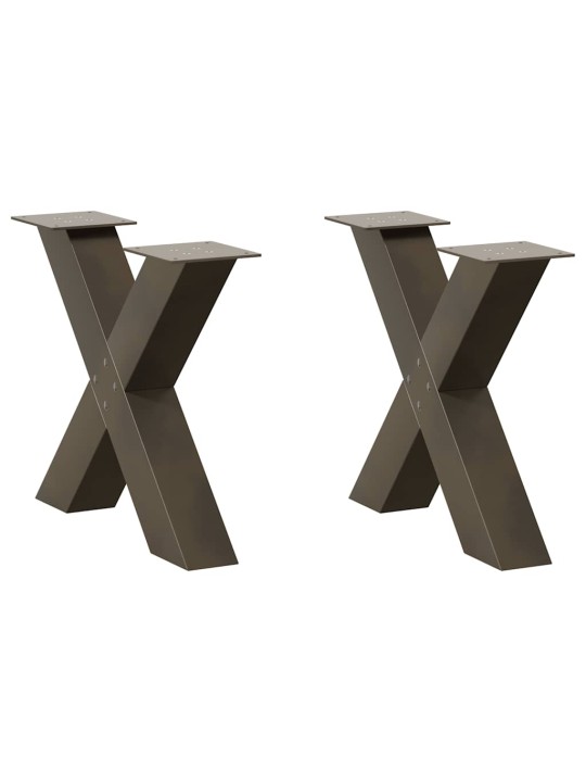 Nohy konferenčního stolku ve tvaru x, 2 ks, přírodní ocel, 60 x (42-43) cm, ocel