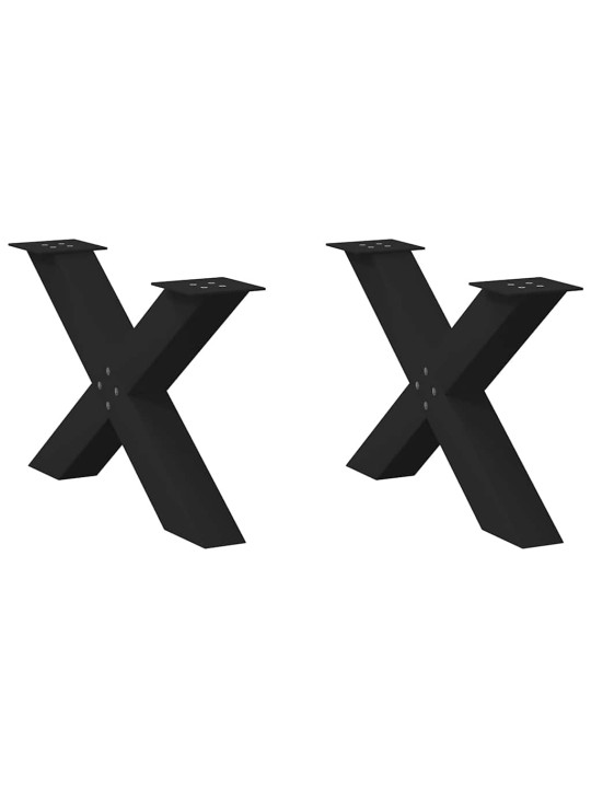 Nohy konferenčního stolku ve tvaru x, 2 ks, černé, 70 x (42-43) cm, ocel