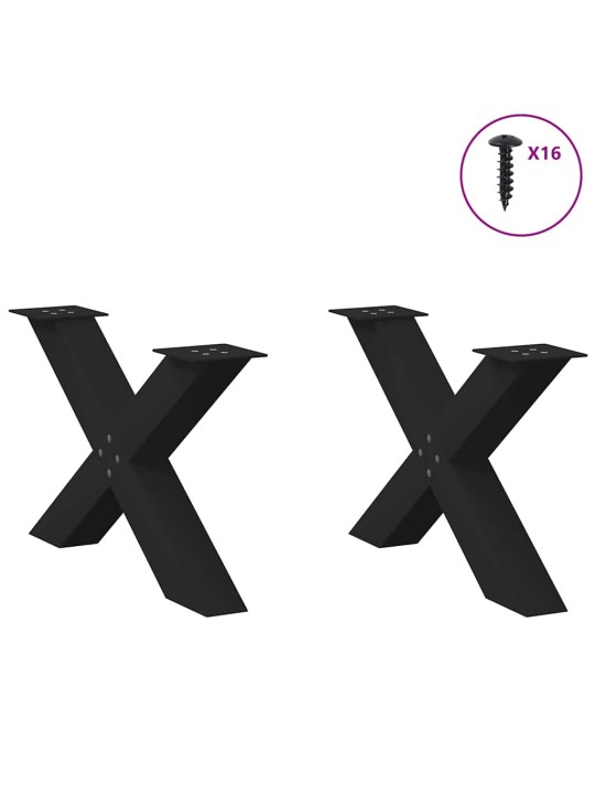 Nohy konferenčního stolku ve tvaru x, 2 ks, černé, 70 x (42-43) cm, ocel