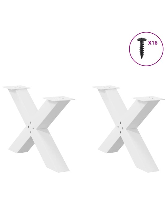 Nohy konferenčního stolku ve tvaru x, 2 ks, bílé, 70 x (42-43) cm, ocel