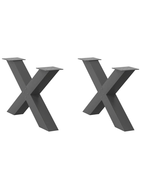 Nohy konferenčního stolku ve tvaru x, 2 ks, antracitové, 70 x (42-43) cm, ocel