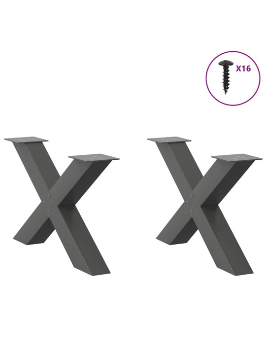 Nohy konferenčního stolku ve tvaru x, 2 ks, antracitové, 70 x (42-43) cm, ocel