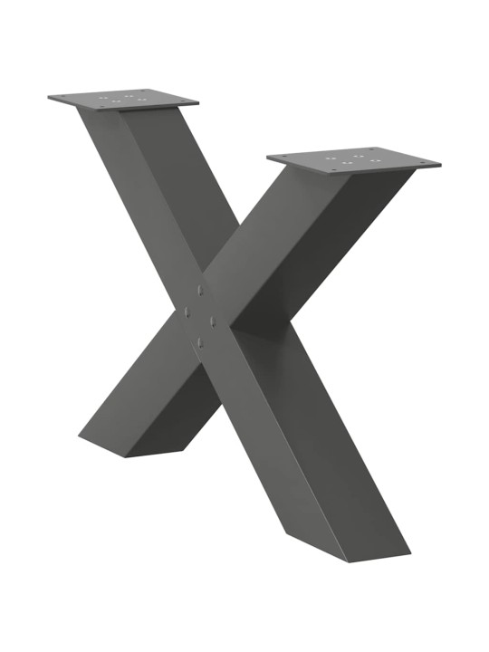 Nohy konferenčního stolku ve tvaru x, 2 ks, antracitové, 70 x (42-43) cm, ocel