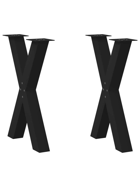 Nohy k jídelnímu stolu ve tvaru X, 2 ks, černé, 50 x (72-73) cm, ocel