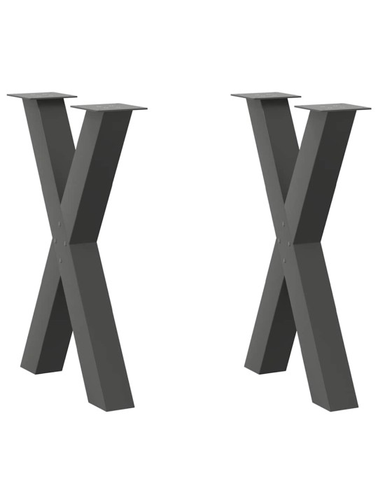 Nohy k jídelnímu stolu ve tvaru x, 2 ks, antracitové, 50 x (72-73) cm, ocel