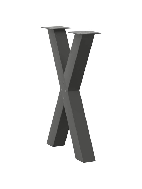 Nohy k jídelnímu stolu ve tvaru x, 2 ks, antracitové, 50 x (72-73) cm, ocel