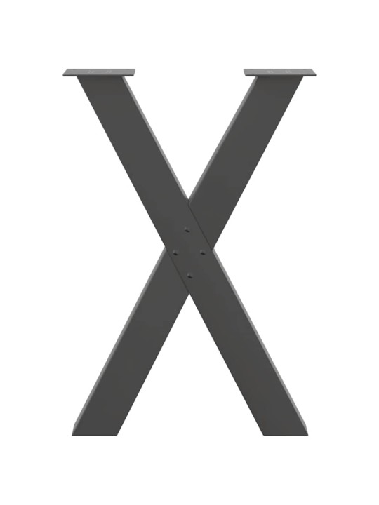 Nohy k jídelnímu stolu ve tvaru x, 2 ks, antracitové, 50 x (72-73) cm, ocel