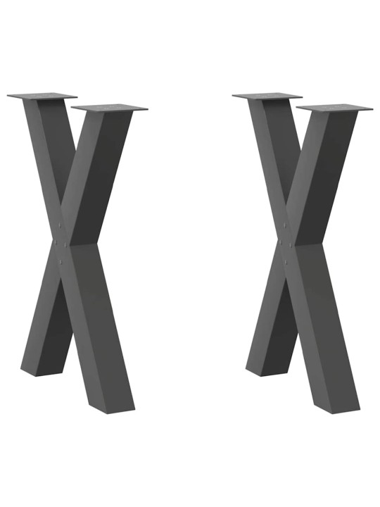 Nohy k jídelnímu stolu ve tvaru x, 2 ks, antracitové, 60 x (72-73) cm, ocel