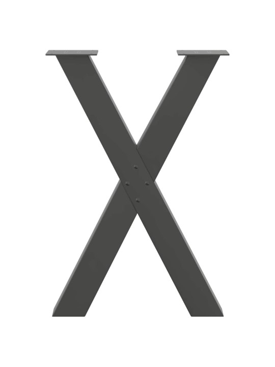 Nohy k jídelnímu stolu ve tvaru x, 2 ks, antracitové, 60 x (72-73) cm, ocel