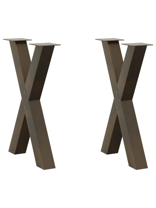 Nohy k jídelnímu stolu ve tvaru x, 2 ks, přírodní ocel, 60 x (72-73) cm, ocel