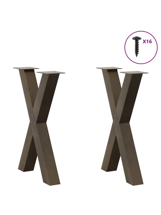 Nohy k jídelnímu stolu ve tvaru x, 2 ks, přírodní ocel, 60 x (72-73) cm, ocel