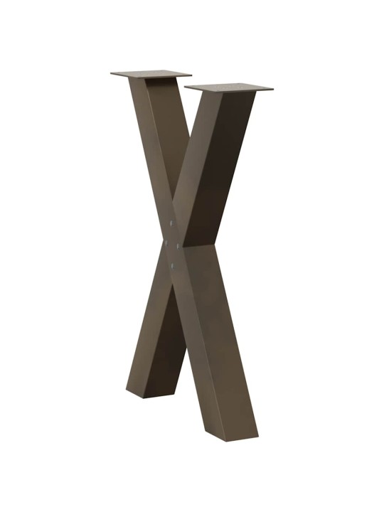 Nohy k jídelnímu stolu ve tvaru x, 2 ks, přírodní ocel, 60 x (72-73) cm, ocel