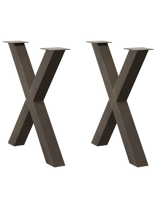 Nohy k jídelnímu stolu ve tvaru x, 2 ks, přírodní ocel, 70 x (72-73) cm, ocel