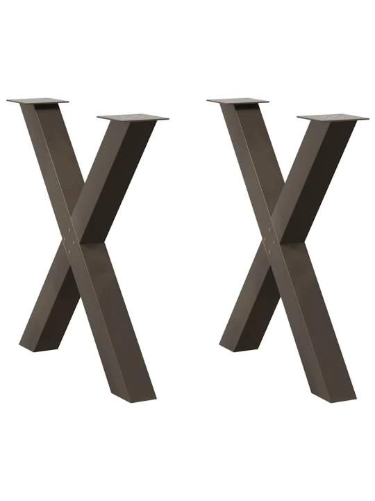 Nohy k jídelnímu stolu ve tvaru x, 2 ks, přírodní ocel, 70 x (72-73) cm, ocel