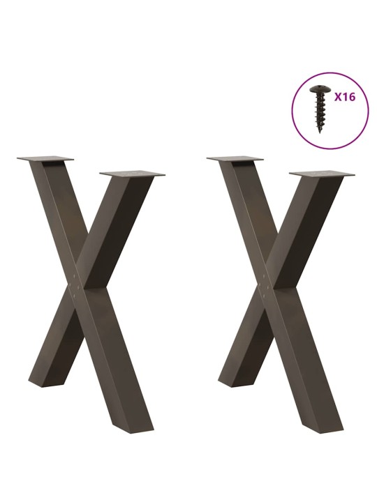 Nohy k jídelnímu stolu ve tvaru x, 2 ks, přírodní ocel, 70 x (72-73) cm, ocel