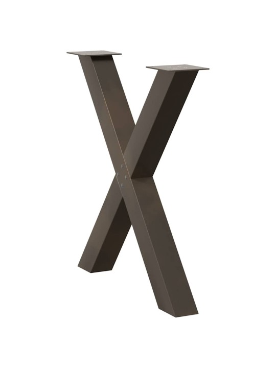 Nohy k jídelnímu stolu ve tvaru x, 2 ks, přírodní ocel, 70 x (72-73) cm, ocel