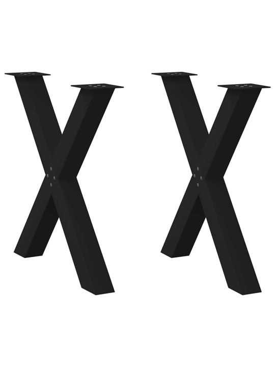 Nohy k jídelnímu stolu ve tvaru x, 2 ks, černé, 80 x (72-73) cm, ocel