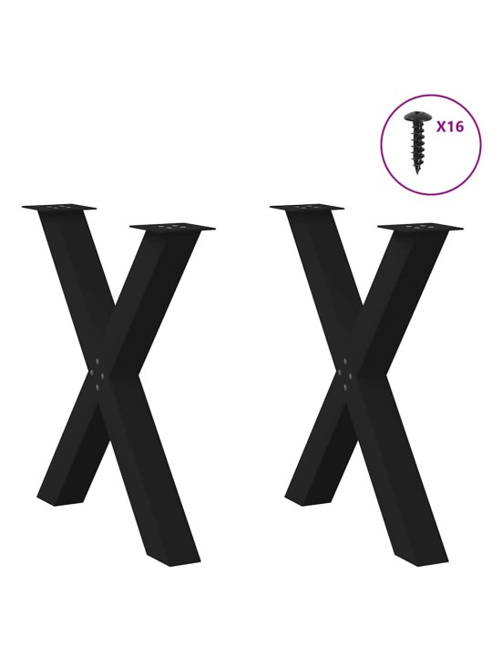 Nohy k jídelnímu stolu ve tvaru x, 2 ks, černé, 80 x (72-73) cm, ocel