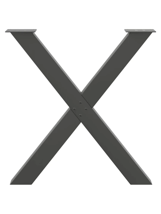 Nohy k jídelnímu stolu ve tvaru X, 2 ks, antracitové, 80 x (72-73) cm, ocel