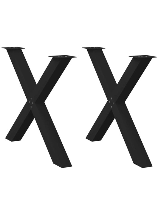 Nohy k jídelnímu stolu ve tvaru X, 2 ks, černé, 90 x (72-73) cm, ocel