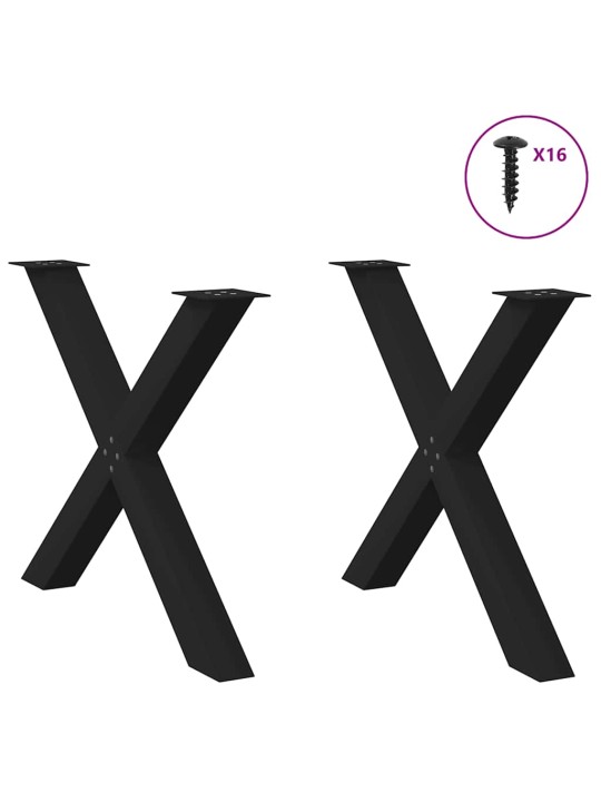 Nohy k jídelnímu stolu ve tvaru X, 2 ks, černé, 90 x (72-73) cm, ocel
