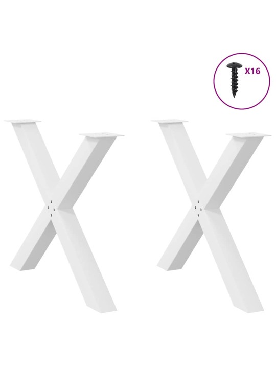 Nohy k jídelnímu stolu ve tvaru x, 2 ks, bílé, 90 x (72-73) cm, ocel