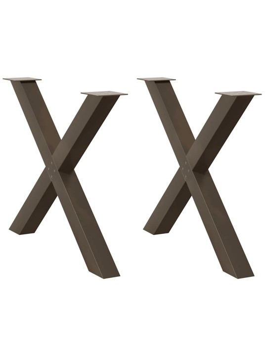 Nohy k jídelnímu stolu ve tvaru x, 2 ks, přírodní ocel, 90 x (72-73) cm, ocel