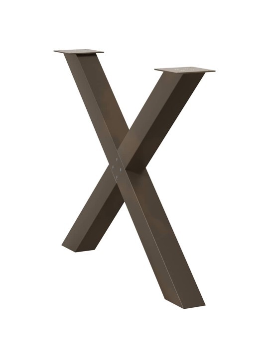 Nohy k jídelnímu stolu ve tvaru x, 2 ks, přírodní ocel, 90 x (72-73) cm, ocel