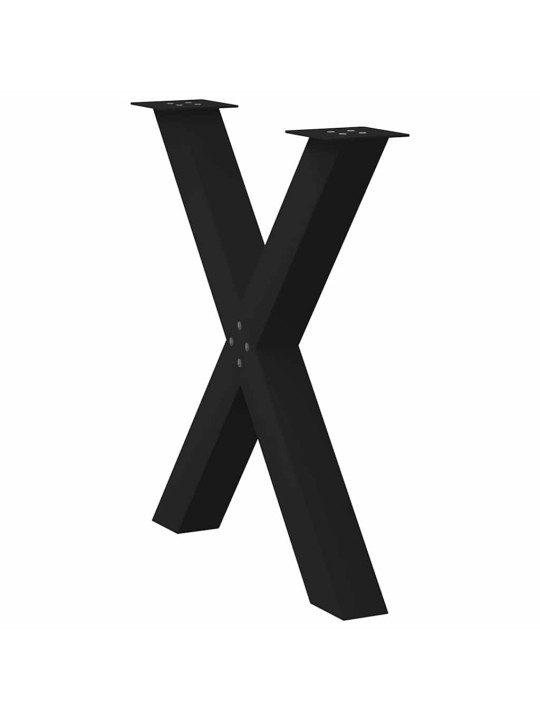 Nohy k jídelnímu stolu ve tvaru X, 3 ks, černé, 70 x (72-73) cm, ocel