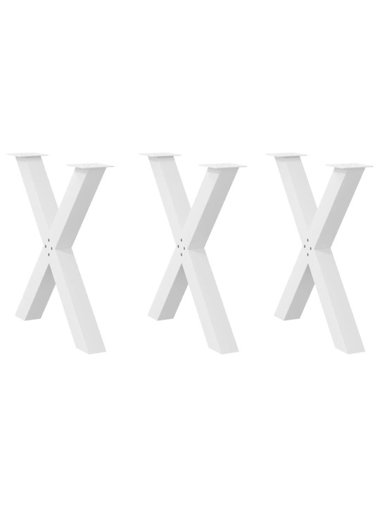 Nohy k jídelnímu stolu ve tvaru x, 3 ks, bílé, 70 x (72-73) cm, ocel