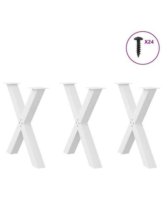 Nohy k jídelnímu stolu ve tvaru x, 3 ks, bílé, 70 x (72-73) cm, ocel
