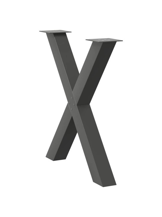 Nohy k jídelnímu stolu ve tvaru x, 3 ks, antracitové, 70 x (72-73) cm, ocel