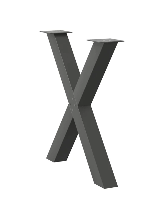 Nohy k jídelnímu stolu ve tvaru x, 3 ks, antracitové, 70 x (72-73) cm, ocel