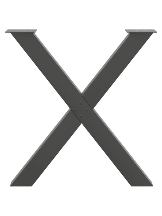 Nohy k jídelnímu stolu ve tvaru x, 3 ks, antracitové, 70 x (72-73) cm, ocel