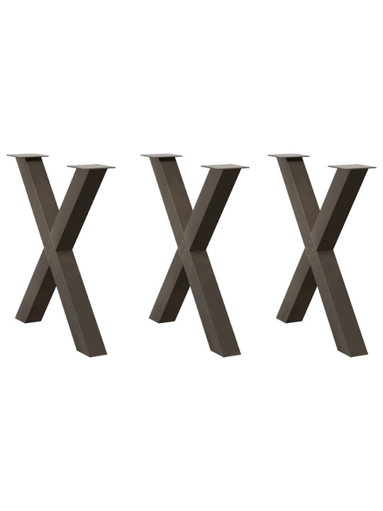 Nohy k jídelnímu stolu ve tvaru x, 3 ks, přírodní ocel, 70 x (72-73) cm, ocel