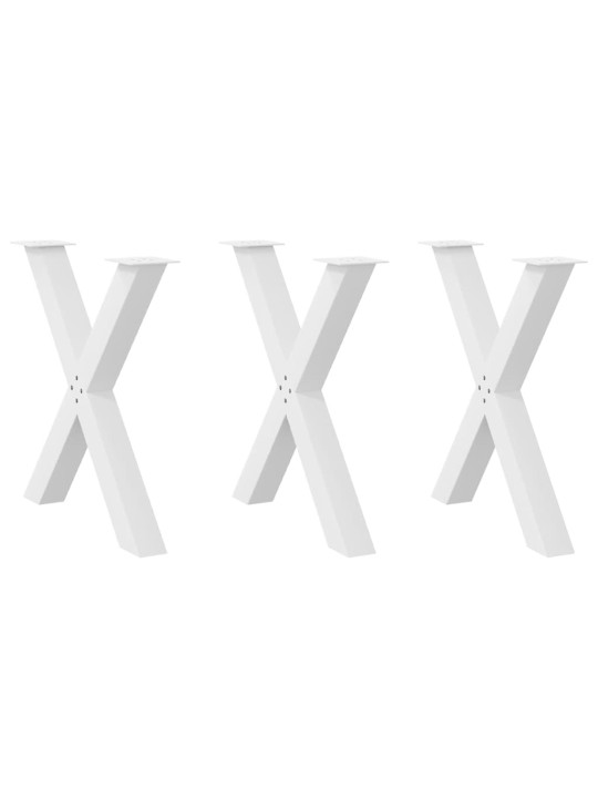 Nohy k jídelnímu stolu ve tvaru x, 3 ks, bílé, 80 x (72-73) cm, ocel