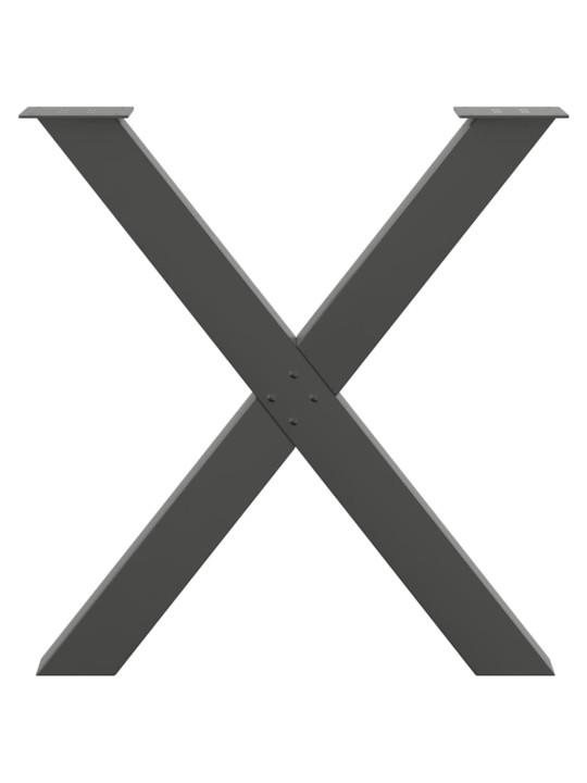 Nohy k jídelnímu stolu ve tvaru x, 3 ks, antracitové, 80 x (72-73) cm, ocel