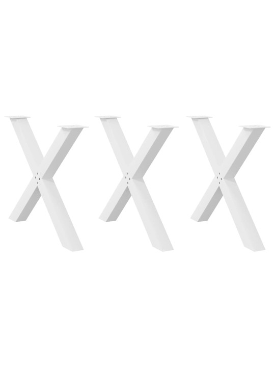 Nohy k jídelnímu stolu ve tvaru x, 3 ks, bílé, 90 x (72-73) cm, ocel