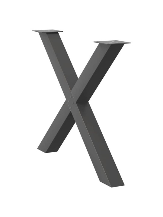 Nohy k jídelnímu stolu ve tvaru x, 3 ks, antracitové, 90 x (72-73) cm, ocel
