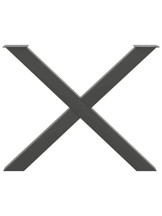 Nohy k jídelnímu stolu ve tvaru x, 3 ks, antracitové, 90 x (72-73) cm, ocel