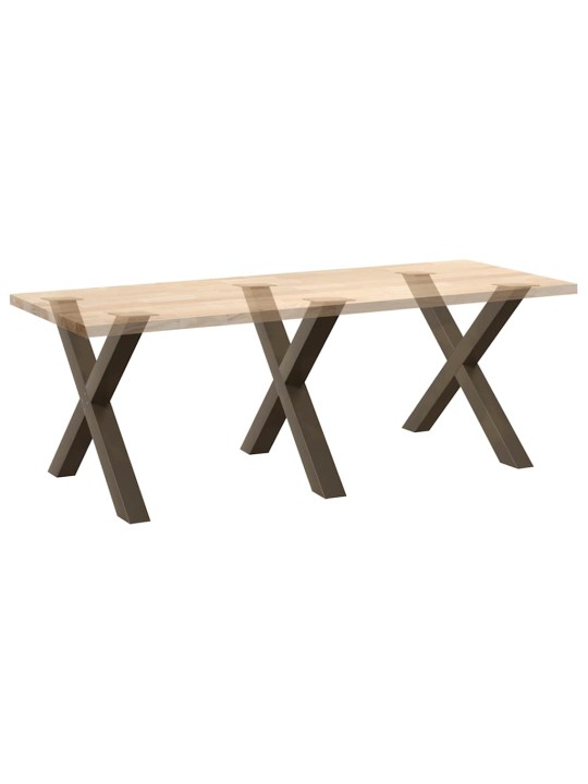 Nohy k jídelnímu stolu ve tvaru x, 3 ks, přírodní ocel, 90 x (72-73) cm, ocel