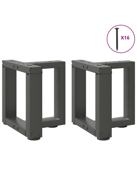 Nohy konferenčního stolku ve tvaru t, 2 ks, antracitové, 30 x 25 x (30-31) cm, ocel