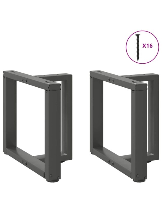 Nohy konferenčního stolku ve tvaru t, 2 ks, antracitové, 50 x 25 x (42-43) cm, ocel