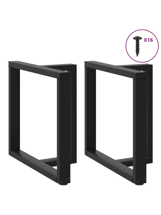 Nohy k jídelnímu stolu ve tvaru T, 2 ks, černé, 70 x 35 x (72-73) cm, ocel