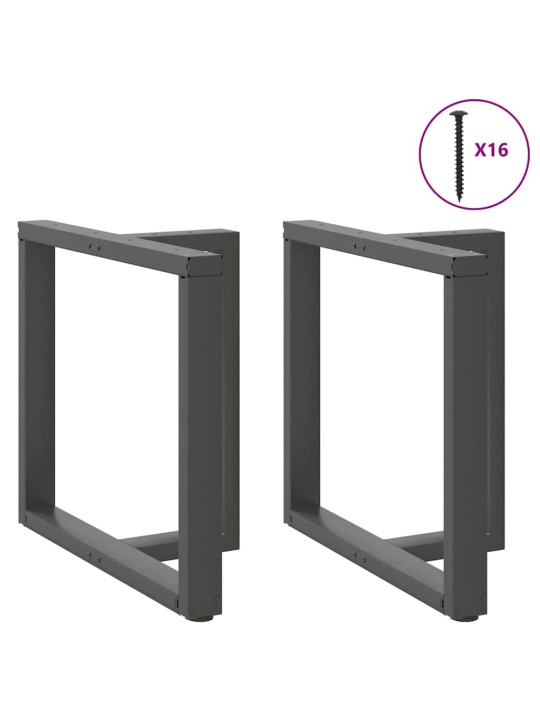 Nohy k jídelnímu stolu ve tvaru T, 2 ks, antracitové, 70 x 35 x (72-73) cm, ocel