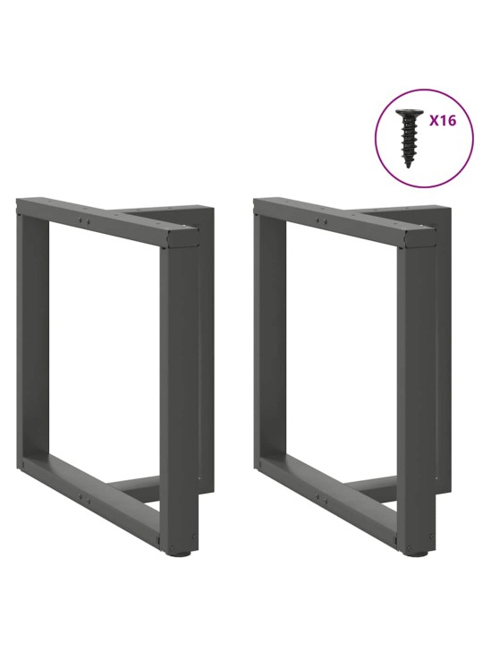 Nohy k jídelnímu stolu ve tvaru T, 2 ks, antracitové, 80 x 35 x (72-73) cm, ocel