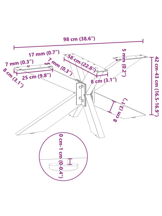 Noha konferenčního stolku ve tvaru pavouka bílá 98 x 58 x (42-43) cm ocel