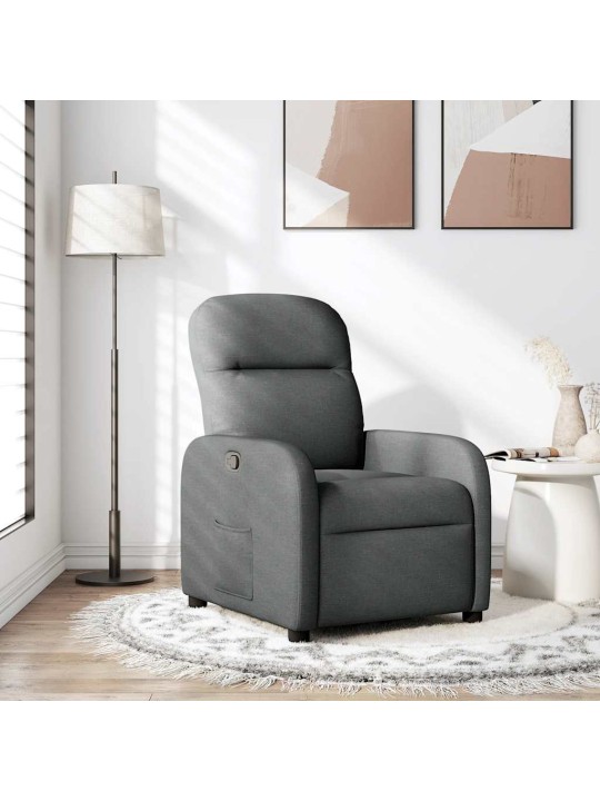 Polohovací křeslo tmavě šedé textil