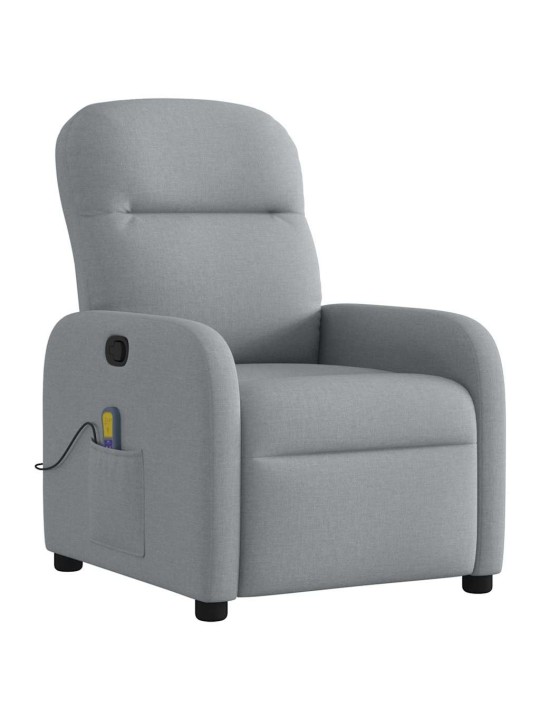 Masážní polohovací křeslo světle šedé textil